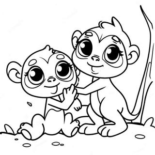 Cute Spider Monkey Playing With Friends Coloring Page 43334-34598