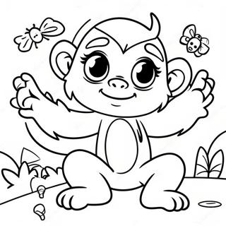 Cute Spider Monkey Playing With Friends Coloring Page 43334-34599