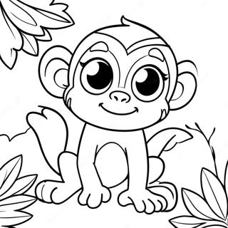 Cute Spider Monkey Playing With Friends Coloring Page 43334-34600