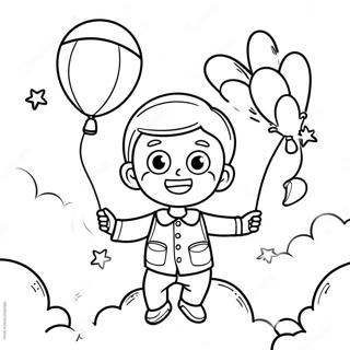 Happy Balloon Boy In The Sky Coloring Page 43374-34629