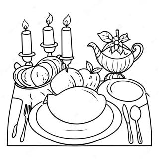 Festive Rosh Hashanah Table Setting Coloring Page 4337-3583