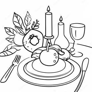 Festive Rosh Hashanah Table Setting Coloring Page 4337-3584