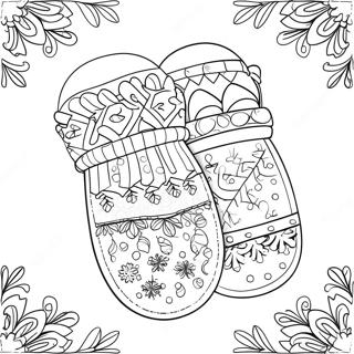 Cozy Mitten With Snowflakes Coloring Page 43384-34641