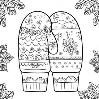 Cozy Mitten With Snowflakes Coloring Page 43384-34643