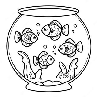 Fish Bowl With Colorful Fish Coloring Page 43403-34653