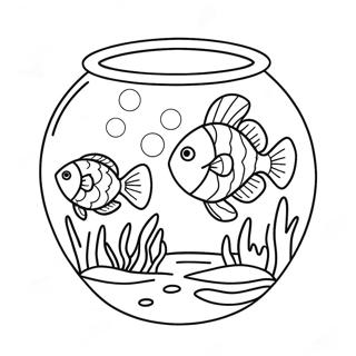 Fish Bowl With Colorful Fish Coloring Page 43403-34654