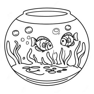 Fish Bowl With Colorful Fish Coloring Page 43403-34656