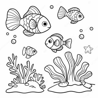 Underwater Scene With Coral And Fish Coloring Page 43404-34664