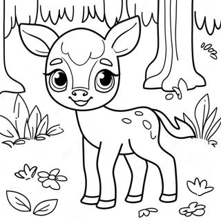 Cute Fawn In A Forest Coloring Page 43434-34681