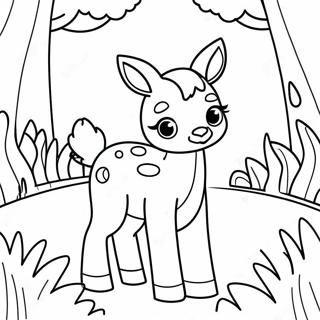 Cute Fawn In A Forest Coloring Page 43434-34682