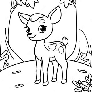 Cute Fawn In A Forest Coloring Page 43434-34683