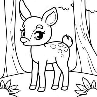 Cute Fawn In A Forest Coloring Page 43434-34684