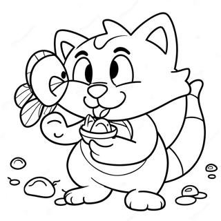 Big The Cat With Fish Coloring Page 43524-34749