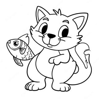 Big The Cat With Fish Coloring Page 43524-34750