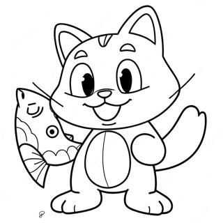 Big The Cat With Fish Coloring Page 43524-34751