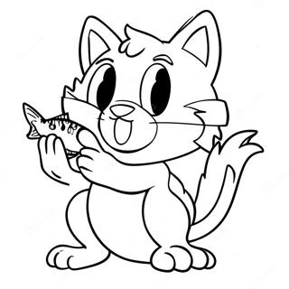 Big The Cat With Fish Coloring Page 43524-34752