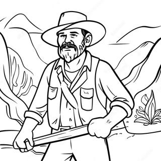 Gold Rush Miner With Pickaxe Coloring Page 43553-34774