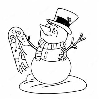 Frosty The Snowman With Colorful Scarf Coloring Page 43574-34798