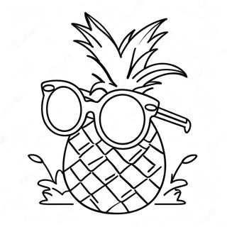 Cute Pineapple With Sunglasses Coloring Page 4357-3603