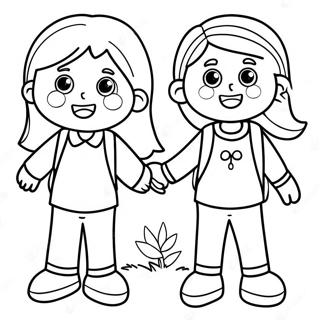 Cheerful 2nd Grade Students Coloring Page 43584-34805