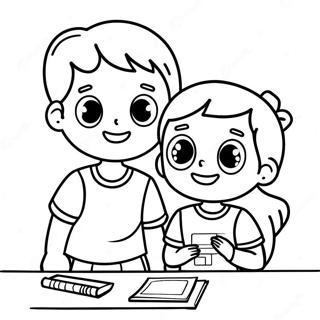 Cheerful 2nd Grade Students Coloring Page 43584-34807