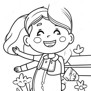 Cheerful 2nd Grade Students Coloring Page 43584-34808