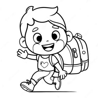 Excited First Grader With Backpack Coloring Page 43594-34809