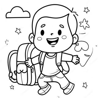 Excited First Grader With Backpack Coloring Page 43594-34810