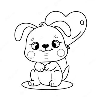 Cute Puppy With Heart Balloon Coloring Page 43624-34829