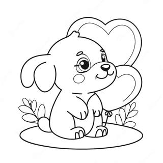 Cute Puppy With Heart Balloon Coloring Page 43624-34831