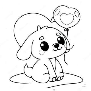 Cute Puppy With Heart Balloon Coloring Page 43624-34832