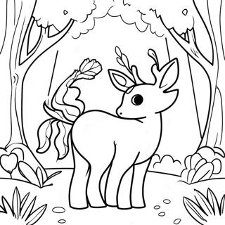 Magical Creatures In Enchanted Forest Coloring Page 43644-34849