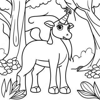 Magical Creatures In Enchanted Forest Coloring Page 43644-34850