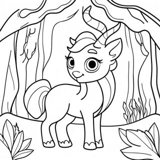 Magical Creatures In Enchanted Forest Coloring Page 43644-34851