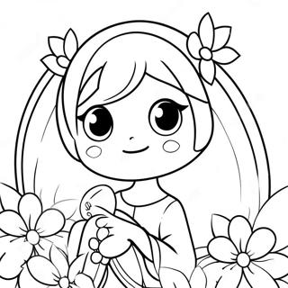 Cute Miku With Flowers Coloring Page 4367-3607