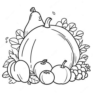 Thanksgiving Cornucopia Filled With Fruits Coloring Page 43693-34885