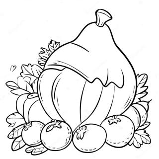 Thanksgiving Cornucopia Filled With Fruits Coloring Page 43693-34887