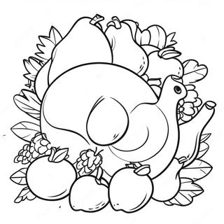 Thanksgiving Cornucopia Filled With Fruits Coloring Page 43693-34888