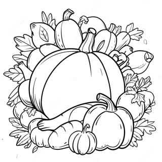 Thanksgiving Cornucopia Overflowing With Vegetables Coloring Page 43694-34889