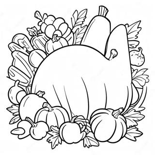 Thanksgiving Cornucopia Overflowing With Vegetables Coloring Page 43694-34890