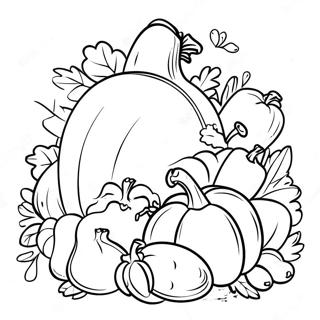 Thanksgiving Cornucopia Overflowing With Vegetables Coloring Page 43694-34891