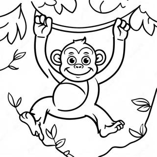 Playful Orangutan Swinging From Tree Coloring Page 43734-34921