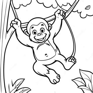 Playful Orangutan Swinging From Tree Coloring Page 43734-34923