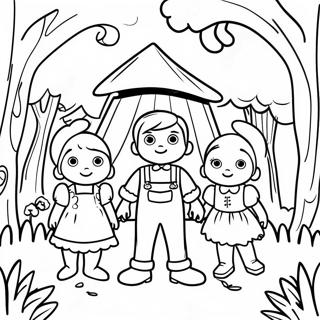 Whimsical Hansel And Gretel In The Forest Coloring Page 43744-34926