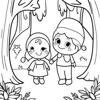 Whimsical Hansel And Gretel In The Forest Coloring Page 43744-34927