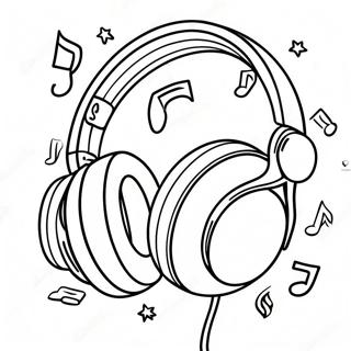 Cool Headphones With Music Notes Coloring Page 43764-34945