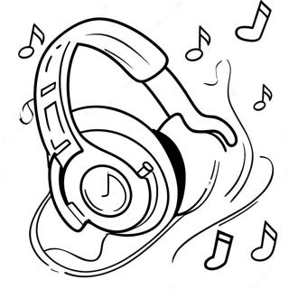 Cool Headphones With Music Notes Coloring Page 43764-34946