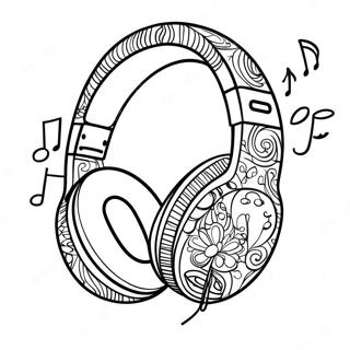 Cool Headphones With Music Notes Coloring Page 43764-34948