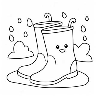 Cute Cartoon Rain Boots Coloring Page 43834-34999