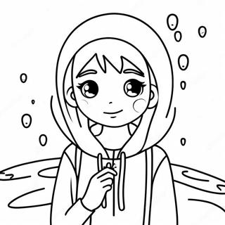 Melancholic Anime Girl With Raindrops Coloring Page 43884-35038